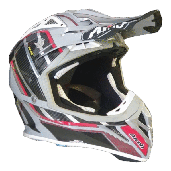 CAPACETE USADO AIROH AVIATOR 2.3 GLOW CHROME GRY/BLK/RED