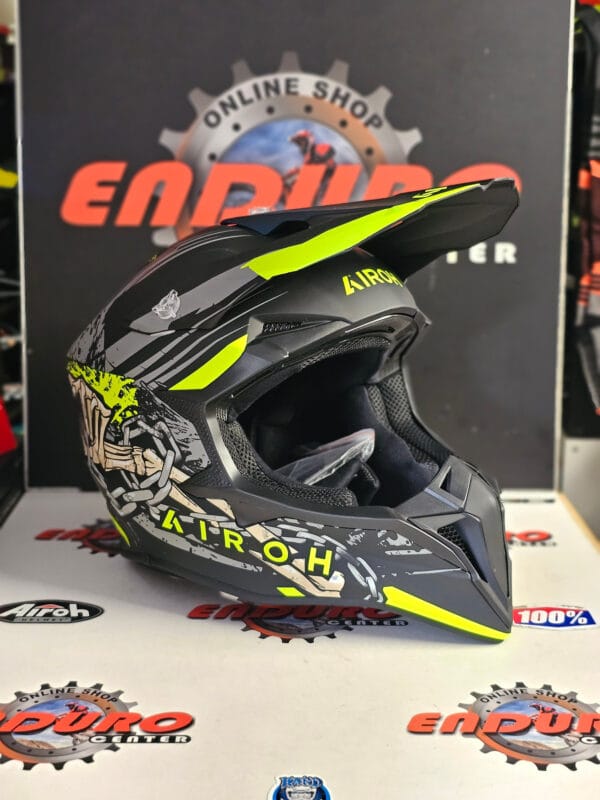 CAPACETE AIROH WRAAAP DARKNESS BLK/GRY/YLWFLU - Image 2