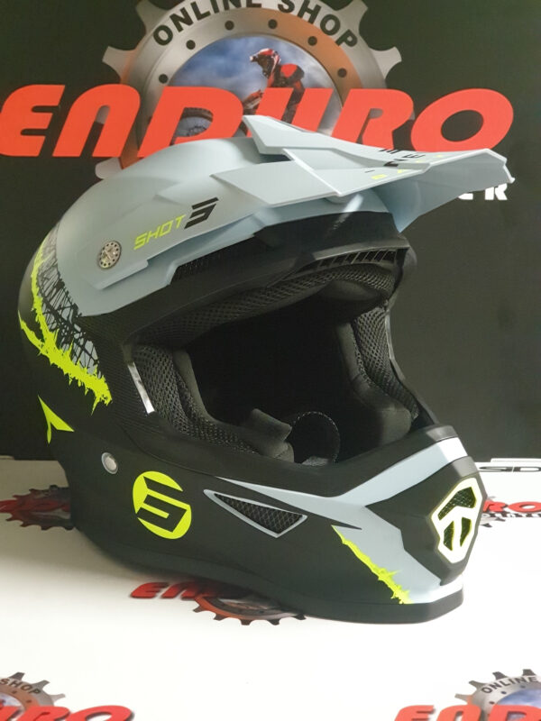 CAPACETE SHOT FURIOUS STORM BLK/LGTGRY/YLWFLU - Image 2