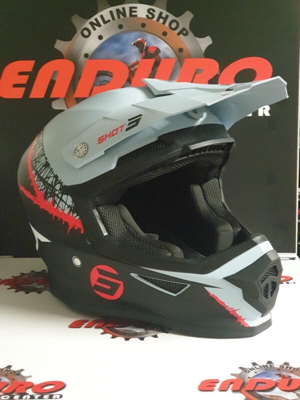 CAPACETE SHOT FURIOUS STORM BLK/LGTGRY/RED - Image 2