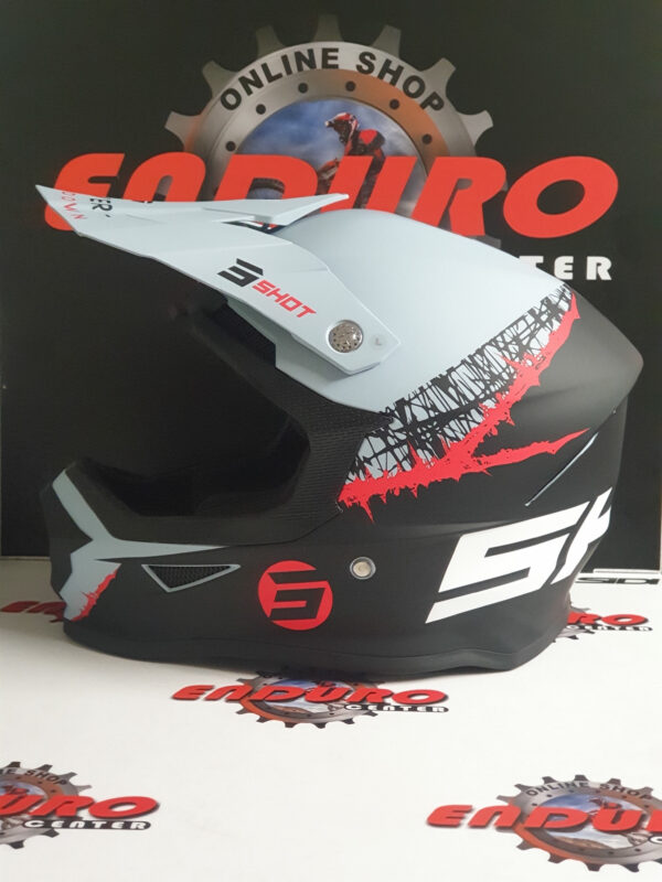 CAPACETE SHOT FURIOUS STORM BLK/LGTGRY/RED - Image 3