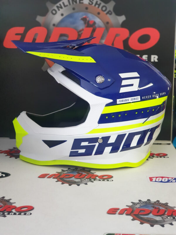 CAPACETE SHOT FURIOUS SHINING BLU/YLWFLU/WHT - Image 3