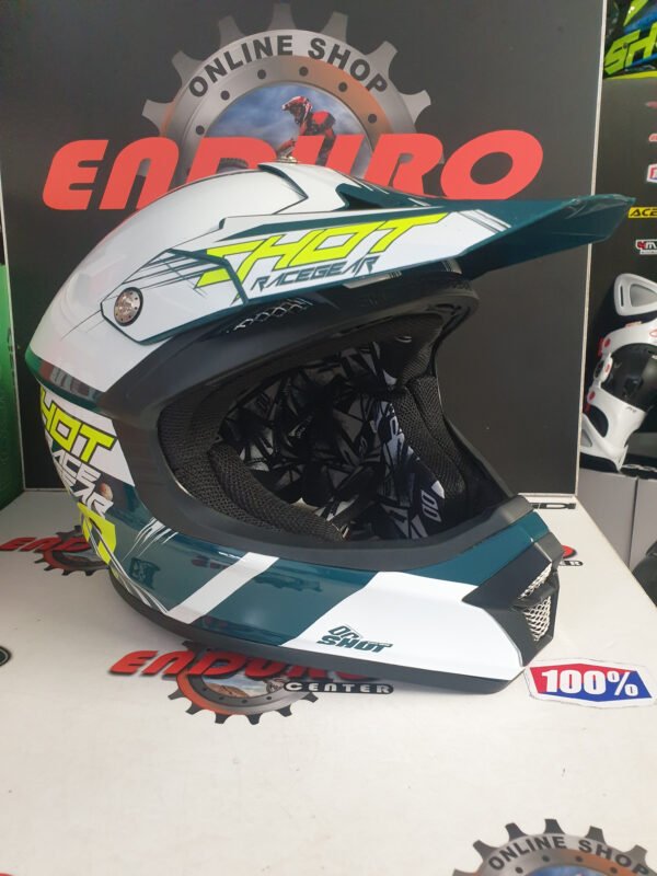 CAPACETE SHOT FURIOUS CLAW WHT/GRNPTL/YLWFLU - Image 2