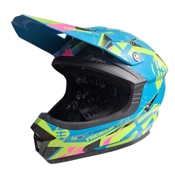 CAPACETE SHOT BY FREEGUN XP4 LINK BLU/GRNLIM/YLWFLU