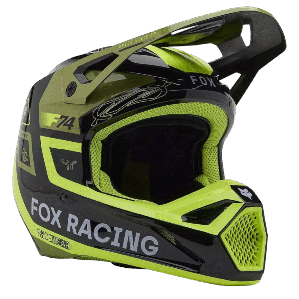 CAPACETE FOX V1 RACE SPEC YLWFLU/BLK/GRNMLT