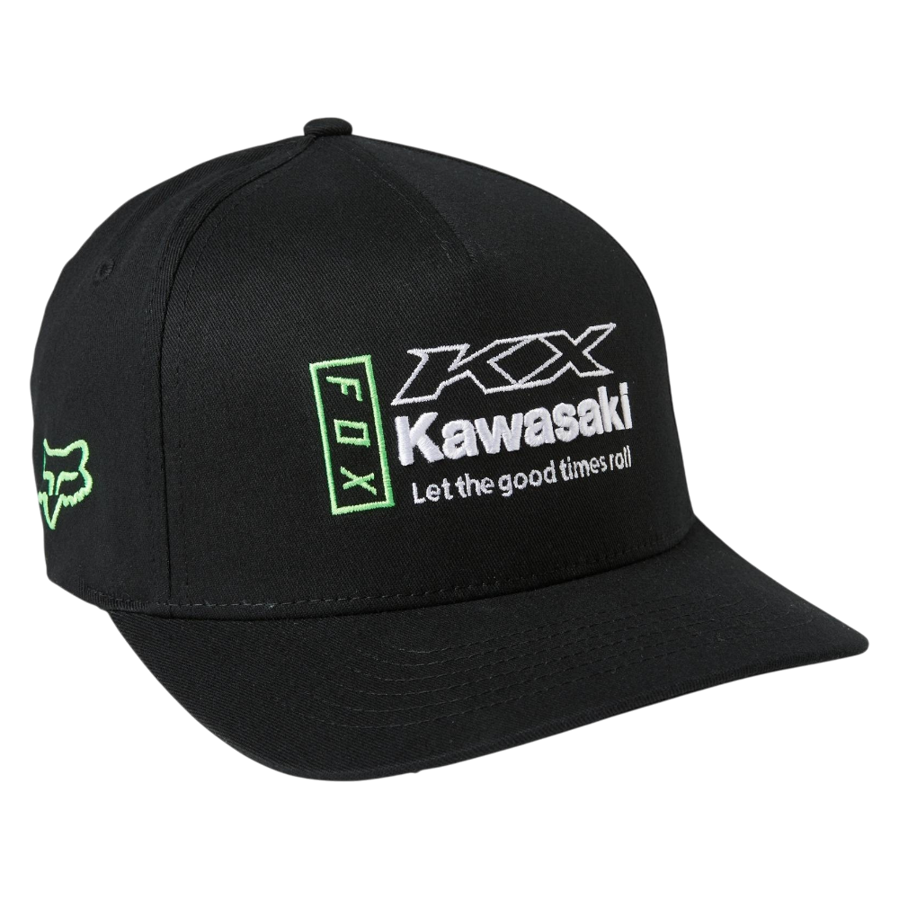 BONÉ FOX FLEXFIT KAWASAKI SQUARE BLK/GRN 1 BONÉ FOX FLEXFIT KAWASAKI SQUARE BLK/GRN