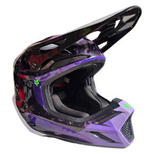CAPACETE USADO FOX V3 RS CARBON GRID 25/26 BLK/PRPL/WHT
